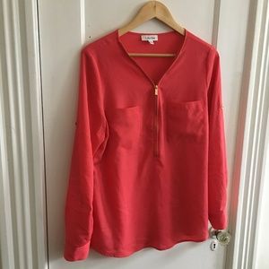 Calvin Klein Pink Zipper Blouse